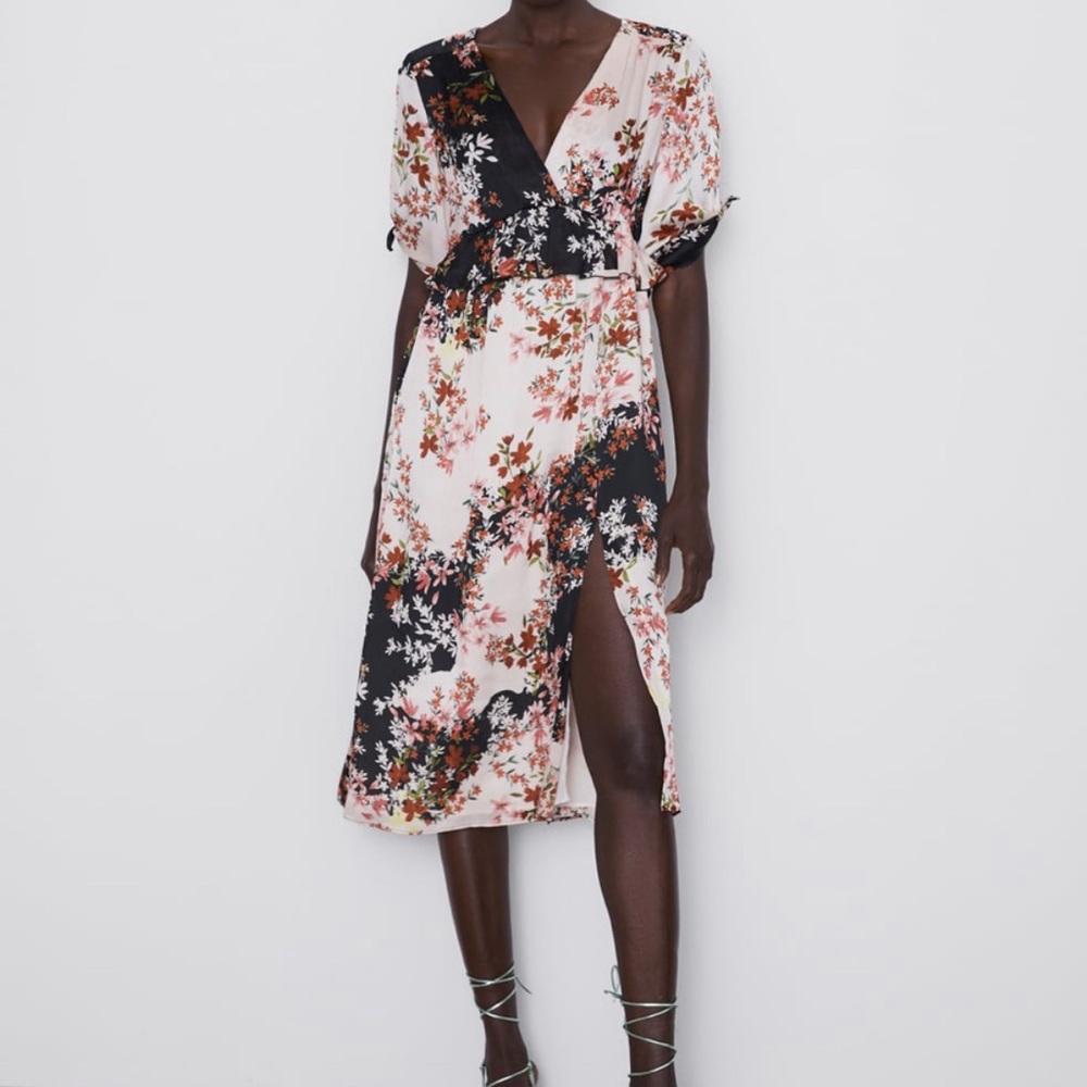 Ruffled floral print dress